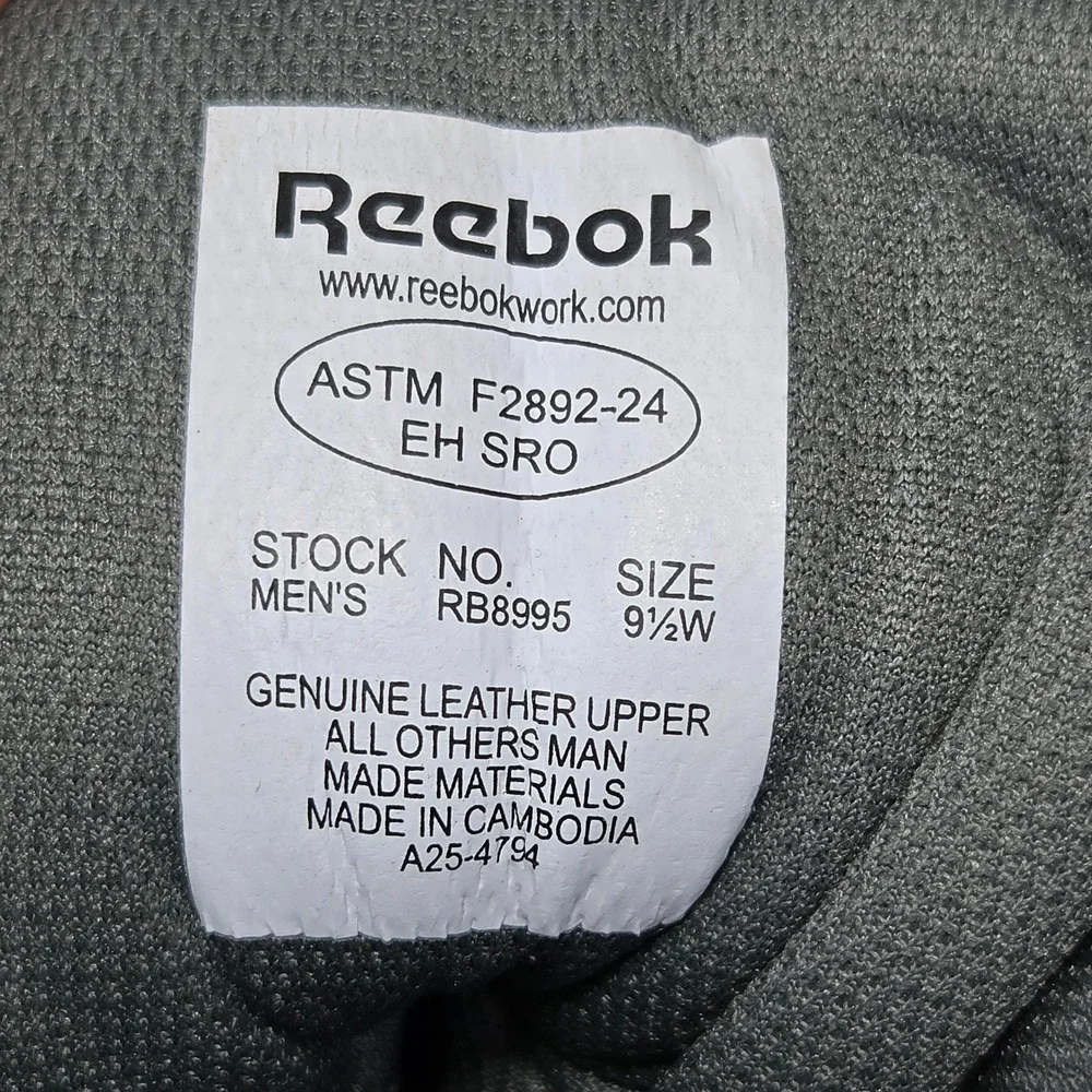 Reebok RB8995 Mens Sage Green Waterproof Tactical Duty Boots Side Zip Size 9.5